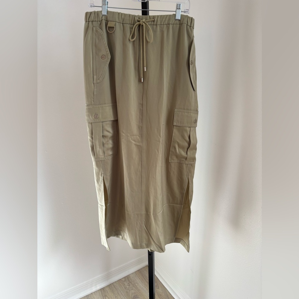 Joie Celery Green Satin Utility Skirt